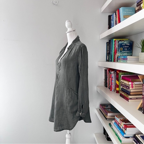 CP Shades linen teton tunic size S green popover pockets lagenlook beach - Picture 6 of 13